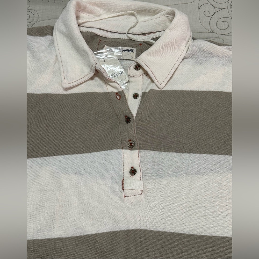 NWT We The Free Taylee Striped Polo S Neutral Combo - Picture 7 of 10